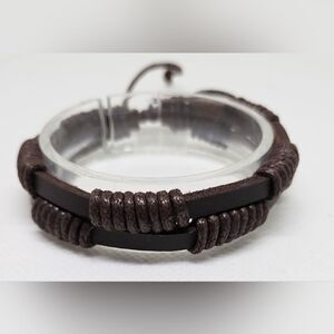 Men's bracelet leather layered brown new e71